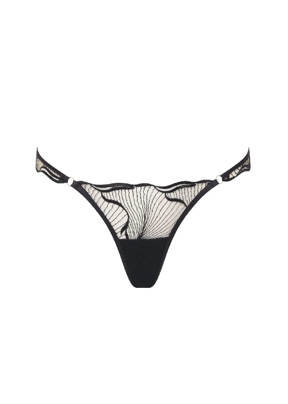 Women's panties for full coverage with smoothing panels-Marabel Panty (Black/Sheer)