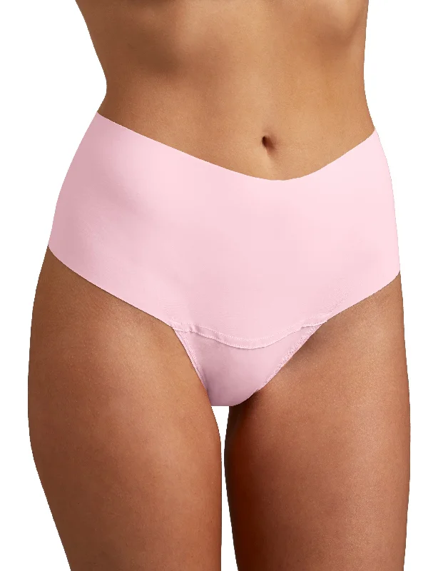 Women's panties for full coverage with stretch fit-BreatheSoft® High Rise Thong Bliss Pink