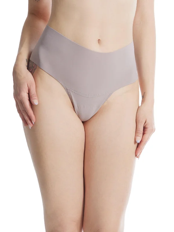 Women's panties with smooth fabric for no-show lines-BreatheSoft® High Rise Thong Evening Grey