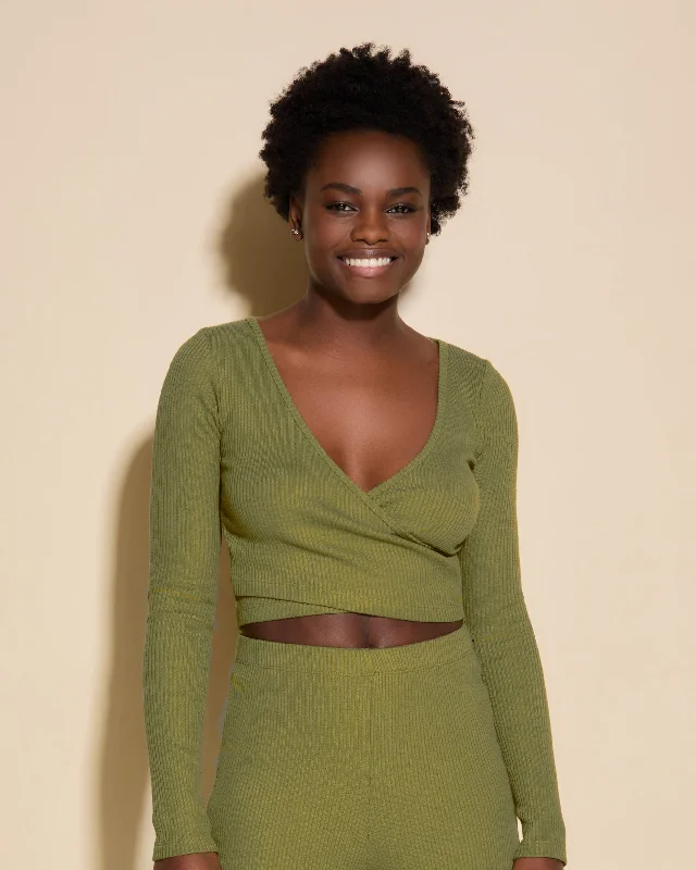 Cozy cotton women's sleep tops with premium feel-Cross Front Top