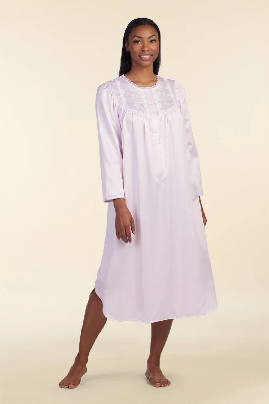 Comfortable women's sleep tops for relaxation time-Brushed Back Satin Long Nightgown