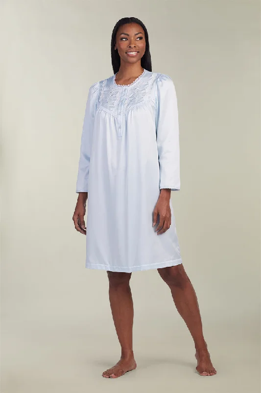 Women's sleep tops for comfort and luxury-Brushed Back Satin Short Nightgown