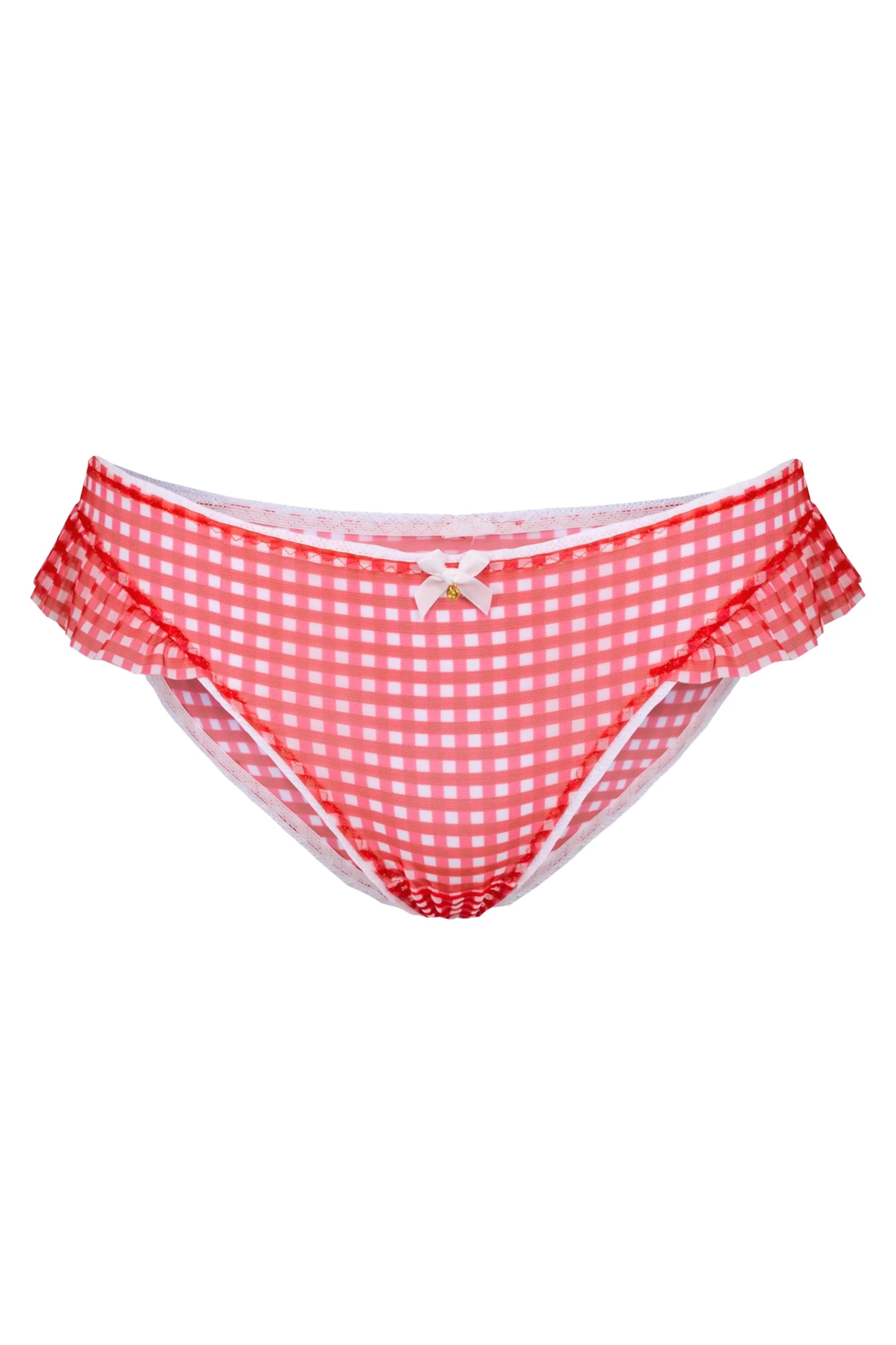 Women's panties for after workout comfort-Chouchou Intimates Eva Bikini Brief | Gingham red