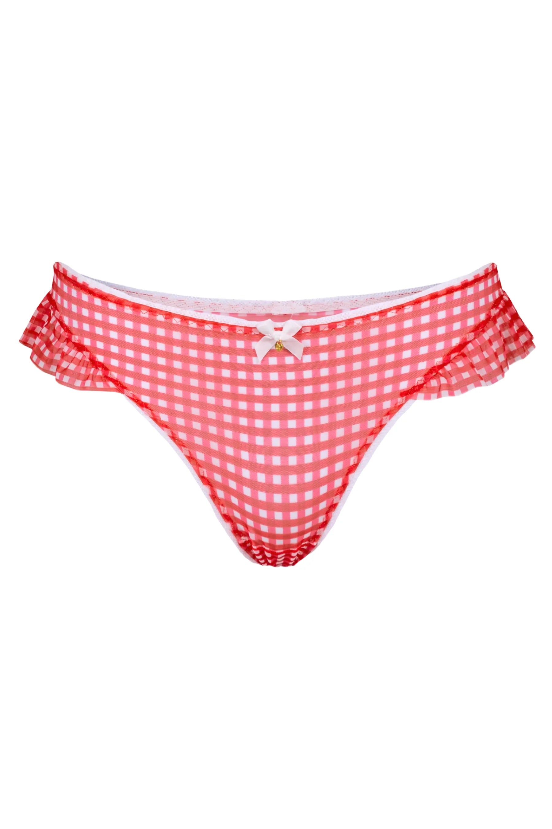 Women's panties for smooth under clothes-Chouchou Intimates Eva G-String | Gingham red