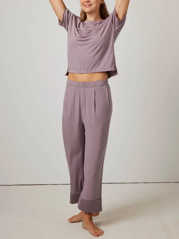 Women's sleep tops with lace detailing-Classic Cozy Pajama Tee