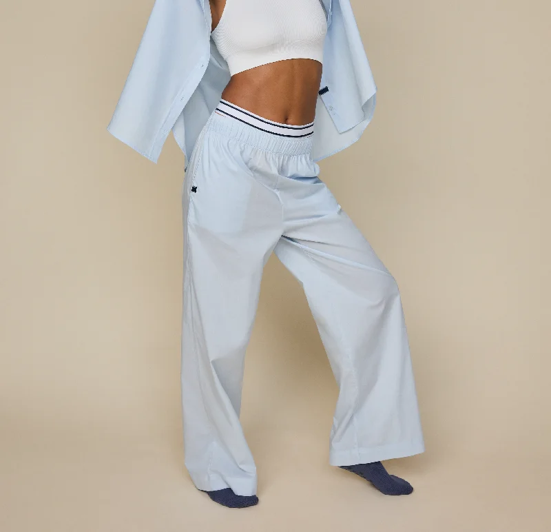Stylish women's sleep tops with modern look-Classic Poplin Pajama Pants - Ice Blue