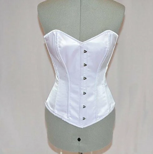 Bustiers and corsets for creating smooth silhouette-Classic satin overbust authentic corset. Steel-boned corset for tight lacing.