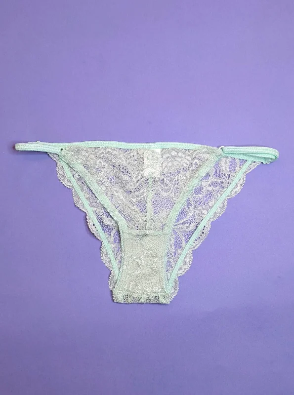 Comfortable women's panties with stretch fabric-Clo: Fortuna Lace String Bikini - Jade