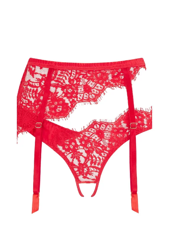 Women's panties for full-coverage comfort-Marella Open Suspender Knicker (Red)