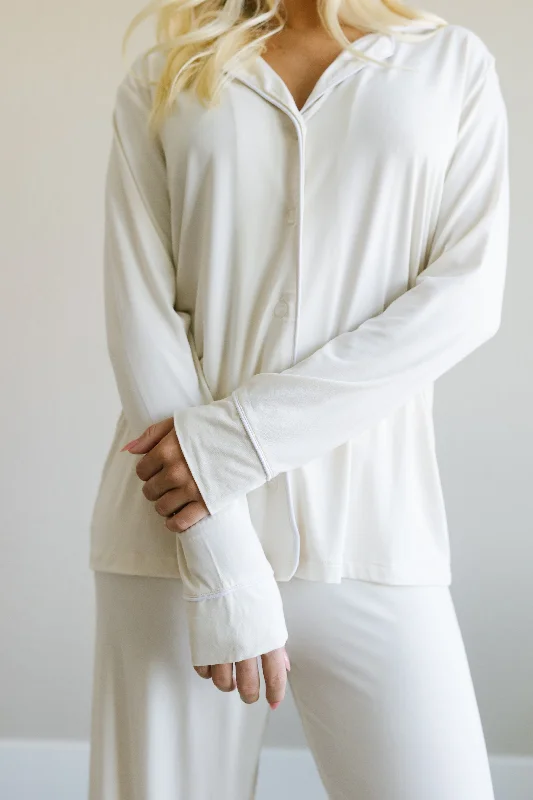 Soft women's sleep tops with matching bottoms-pearl / pajama set