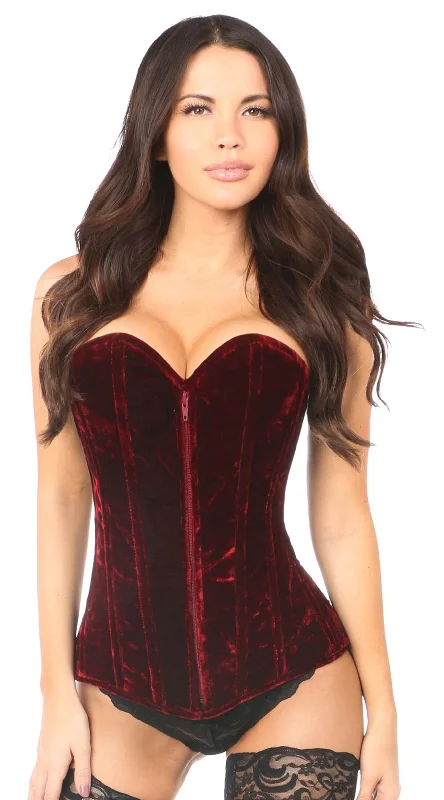 Bustiers and corsets for bridal wear-Crushed Velvet Overbust Corset
