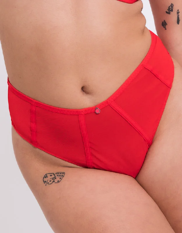 Comfortable women's panties for everyday use-Curvy Kate Elementary High Waist Brazilian Red/Pink Comfortable women's panties for everyday use-Curvy Kate Elementary High Waist Brazilian Red/Pink