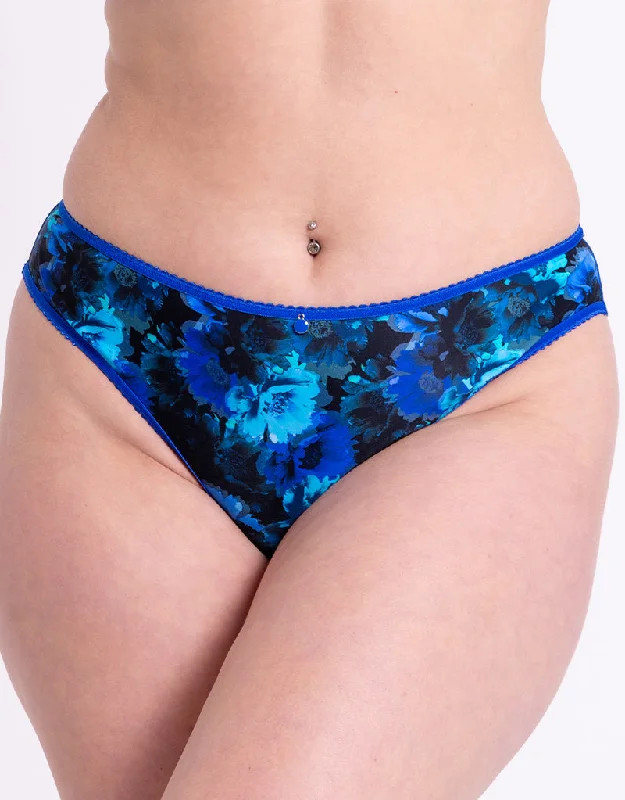 Sexy women's panties for romantic evening-Curvy Kate Moody Bloom Brazilian Brief Cobalt/Floral