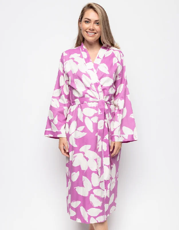 Women's sleep tops with comfortable fit-Cyberjammies Viola Dressing Gown Pink Petal Print