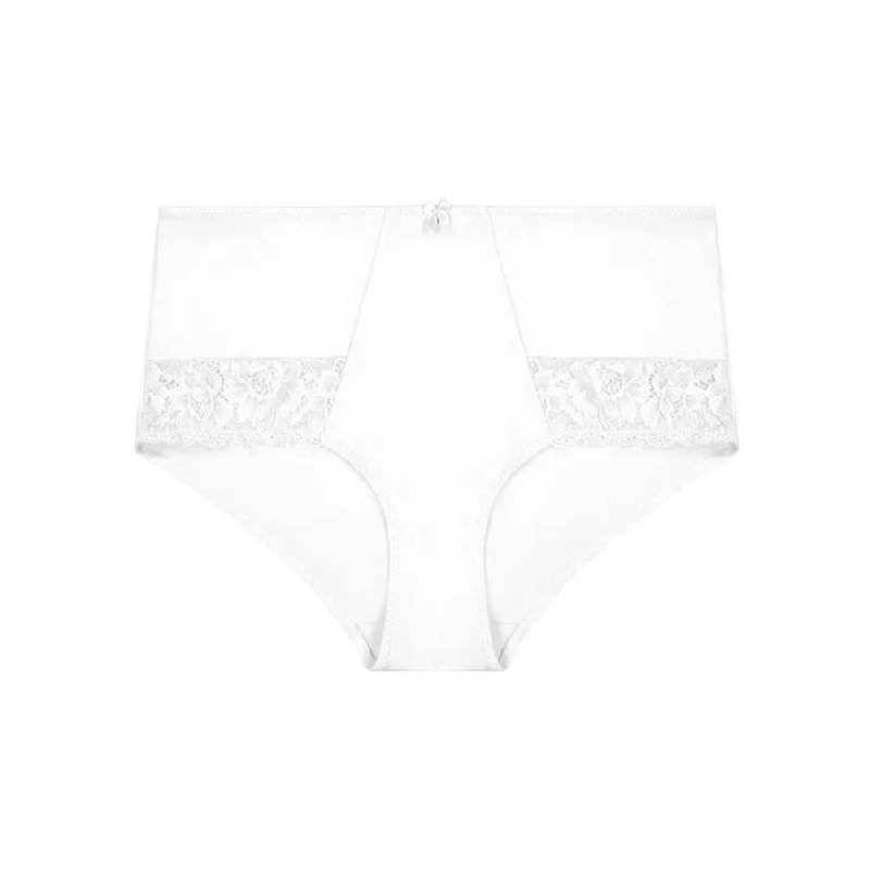 Women's panties with moisture-wicking fabric for comfort-Dahlia Lace Full Brief - Snow White