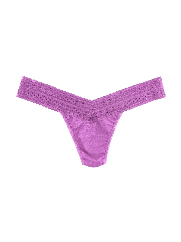 Women's panties with lace waistband for comfort-DreamEase® Low Rise Thong Berry Pie Purple