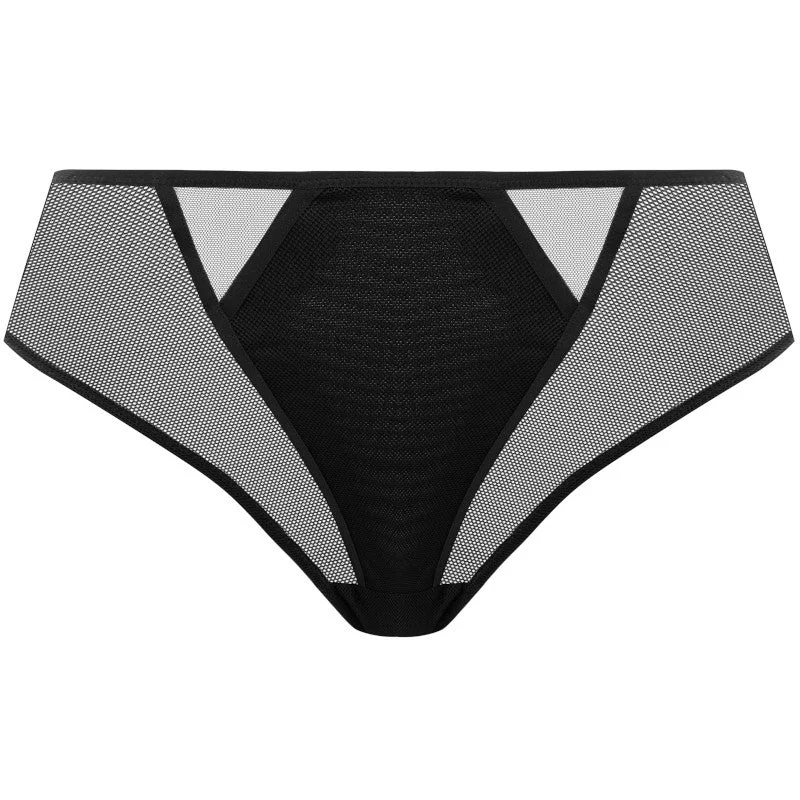 Women's panties with front lace for a sensual appeal-Kintai Thong Black - Elomi