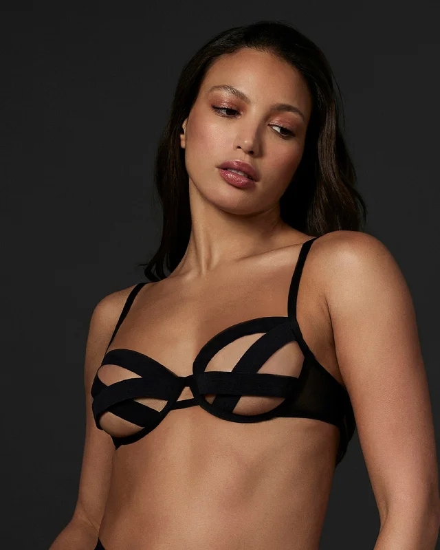 Bustiers and corsets for smoothing under dresses-Emilia Bra Black
