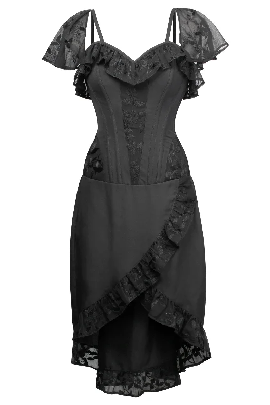 Bustiers and corsets for shaping under dresses-Evening Black Corset Dress