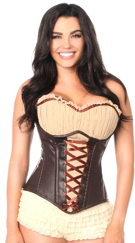 Bustiers and corsets for shaping curves for special events-Faux Leather Steel Boned Ren Faire Corset