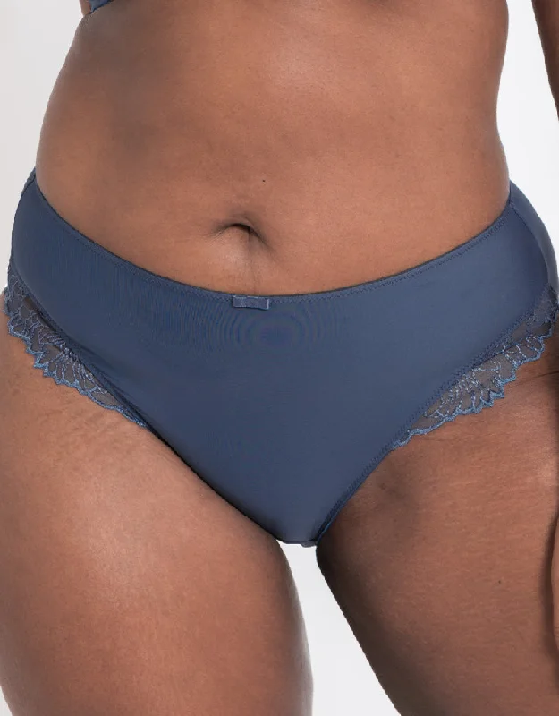 Lace-back panties for special occasions-Flirtelle Emilie Classic Brief Denim Blue