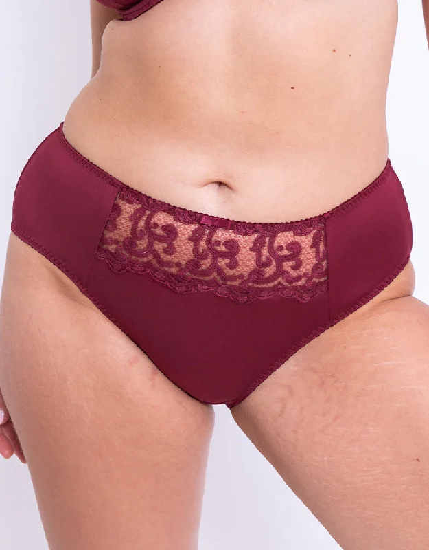 Women's panties for large thighs with high waist fit-Flirtelle Swirl Brief Claret