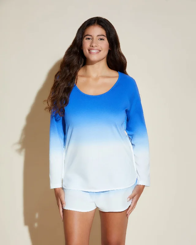 Soft cotton women's sleep tops with lace-Long Sleeve Top & Boxer