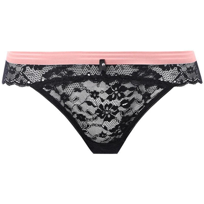 Women's panties with moisture-wicking fabric for comfort-Offbeat Brazilian Brief Black - Freya