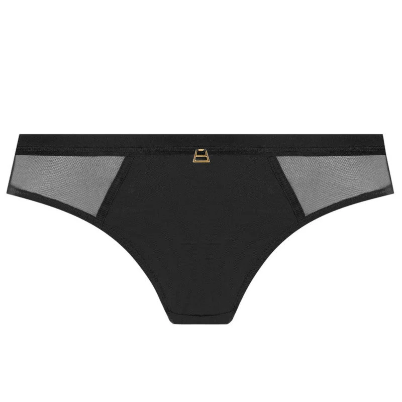 Women's panties with seamless front for smooth finish-Snapshot Thong Noir Black - Freya
