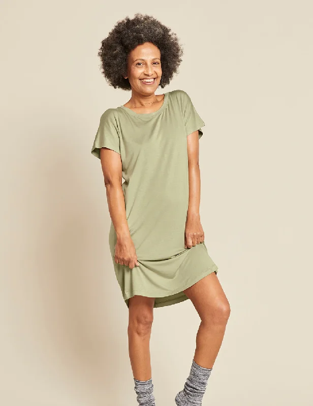Trendy women's sleep tops with light fabric-Goodnight Nightdress - Sage