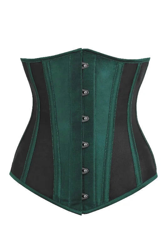 Bustiers and corsets for slimming effect-Green Taffeta and Mesh Underbust Corset with Hip Panels Bustiers and corsets for slimming effect-Green Taffeta and Mesh Underbust Corset with Hip Panels