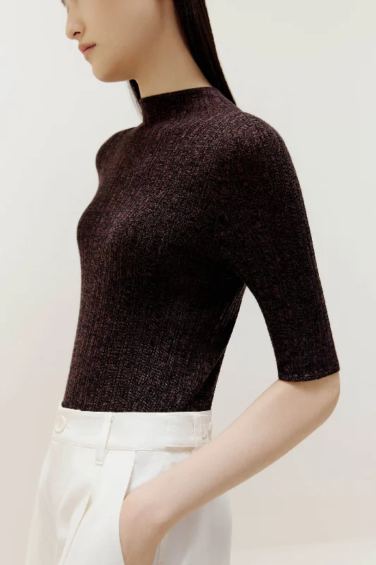 Stylish women's sleep tops with minimalistic look-Half Sleeve Merino Wool Sweater