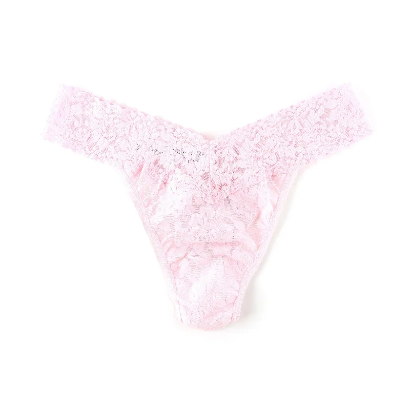 Women's panties for smoothness under dresses and skirts-Hanky Panky Lace Original Rise Thong