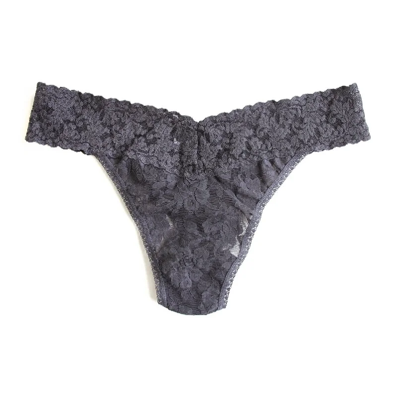 Women's panties with seamless edges for invisible wear-Hanky Panky Lace Original Rise Thong