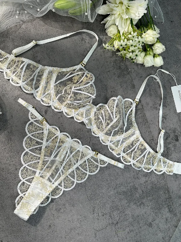 Bustiers and corsets for hourglass shape-Heavenly Glow Radiance Luxe Lingerie Set