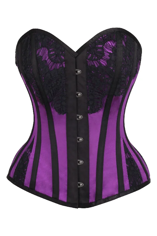 Bustiers and corsets for comfortable control-Historic Inspired Purple Waist Taming Overbust