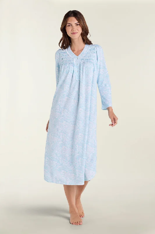 Women's sleep tops with comfortable fit for bedtime-Brushed Honeycomb Long Nightgown