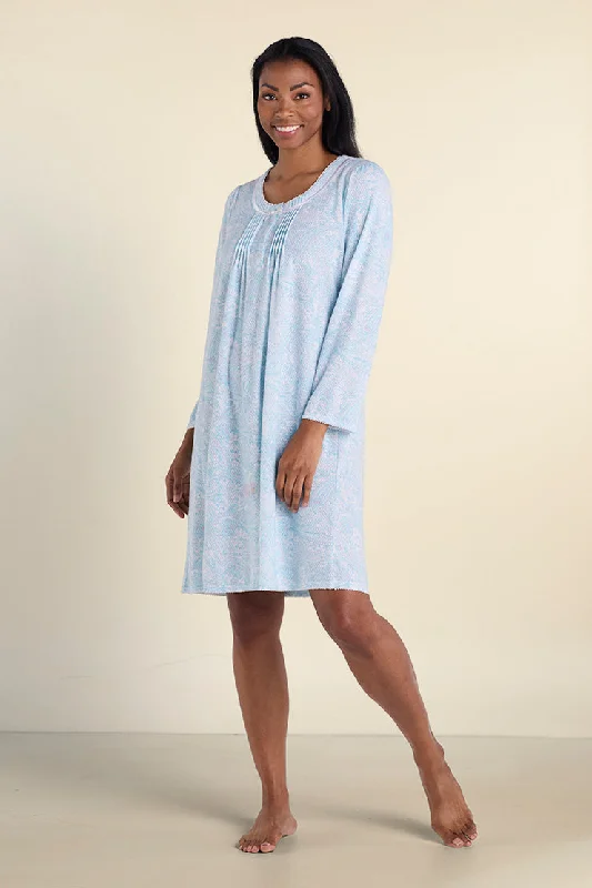 Cozy women's sleep tops with luxurious design-Brushed Honeycomb Short Nightgown