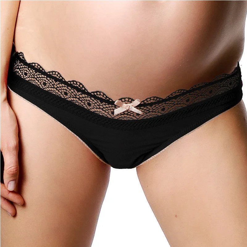 Women's panties with stretchy, flexible fabric for comfort-Show Off Jet Black Maternity Brief Panty - Hotmilk Women's panties with stretchy, flexible fabric for comfort-Show Off Jet Black Maternity Brief Panty - Hotmilk