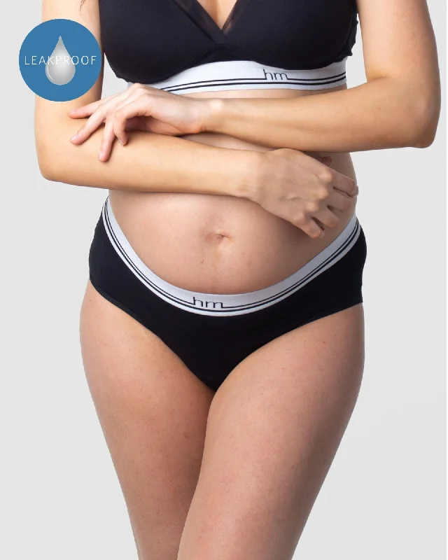 Lace panties for special occasions-ICON COTTON BLACK MODERATE LEAKPROOF HI BRIEF