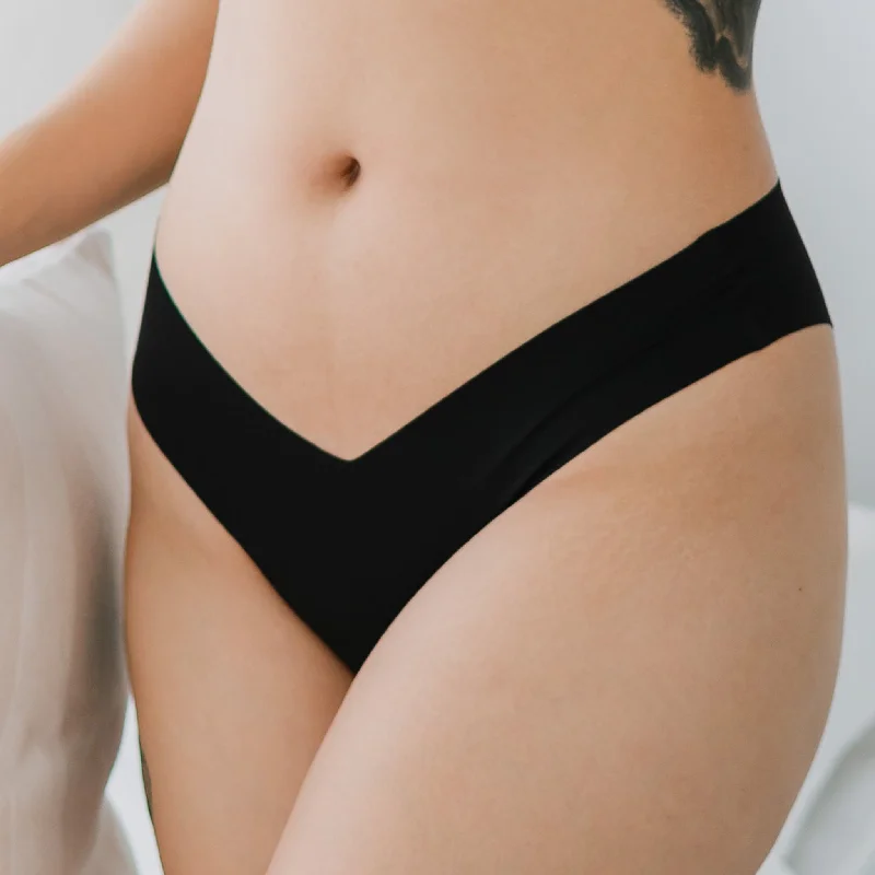 Women's panties with microfiber finish for soft touch-Jell-ee V-Cut Sexy Thong in Black (Signature Edition) Women's panties with microfiber finish for soft touch-Jell-ee V-Cut Sexy Thong in Black (Signature Edition)