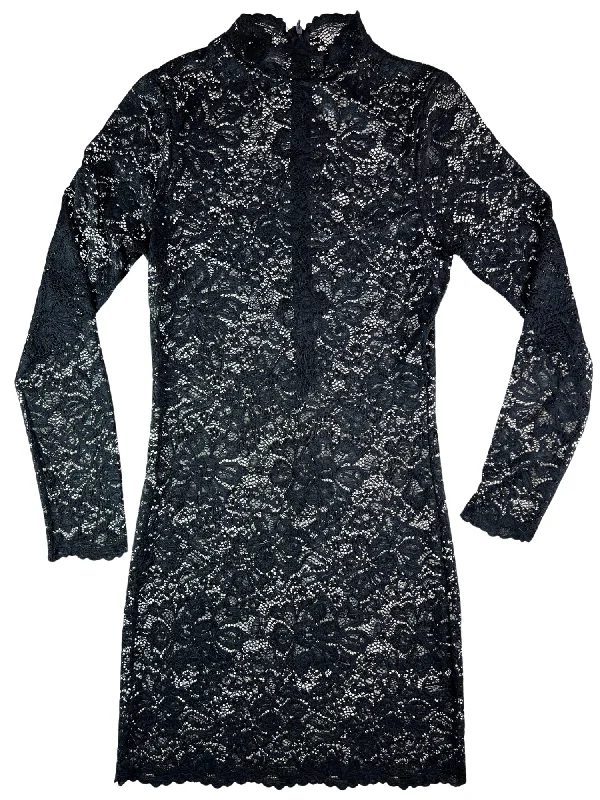 Women's sleep tops with soft fabric-Kilo Brava Black Lace Mini Dress