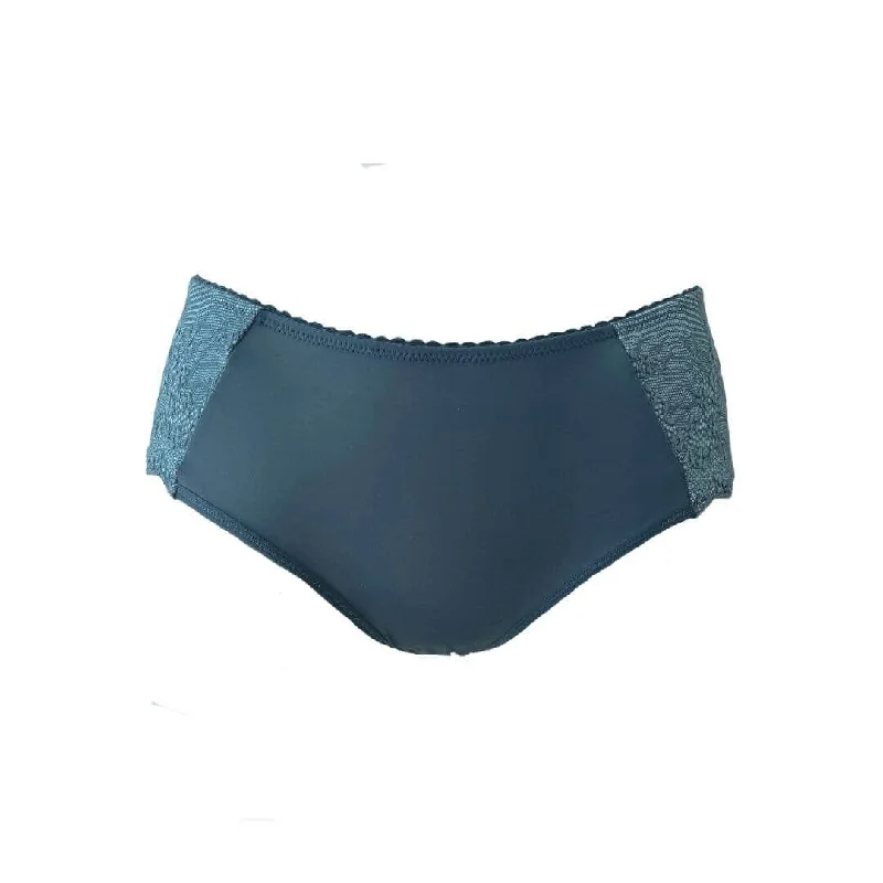 Women's panties with anti-chafing feature-Contrast Lace Boyleg Brief - Deep Ocean