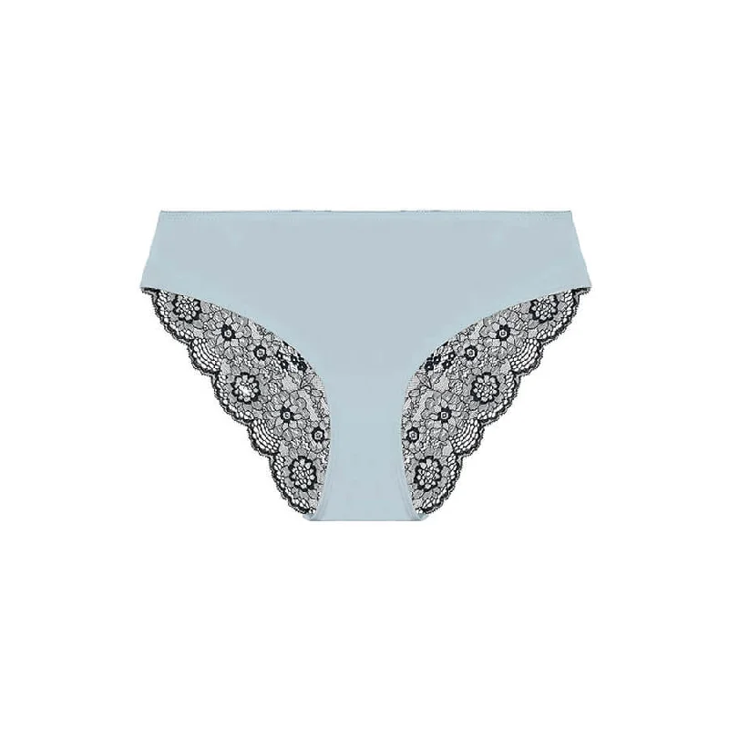 Women's panties with lace trim-Alyssum Lace Bum Bikini Brief - Blue Graphite