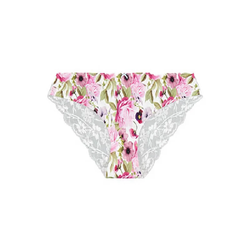 Lace trim panties for feminine feel-Lace Bum Bikini Brief - Garden Party