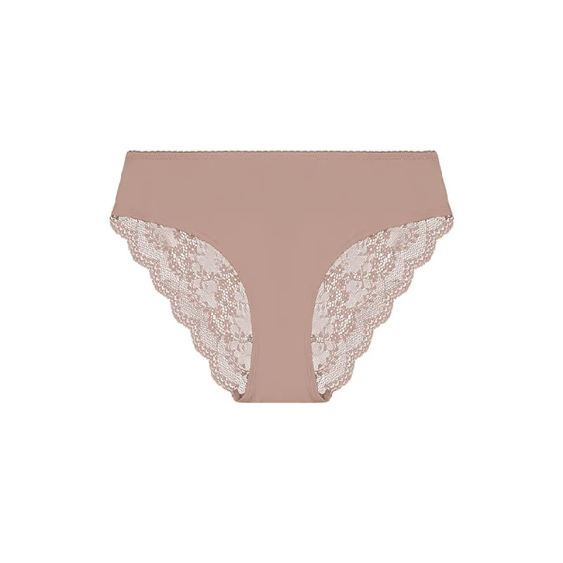 Women's panties with comfy fit for larger bodies-Sweetpea Lace Bum Bikini Brief - Frappe