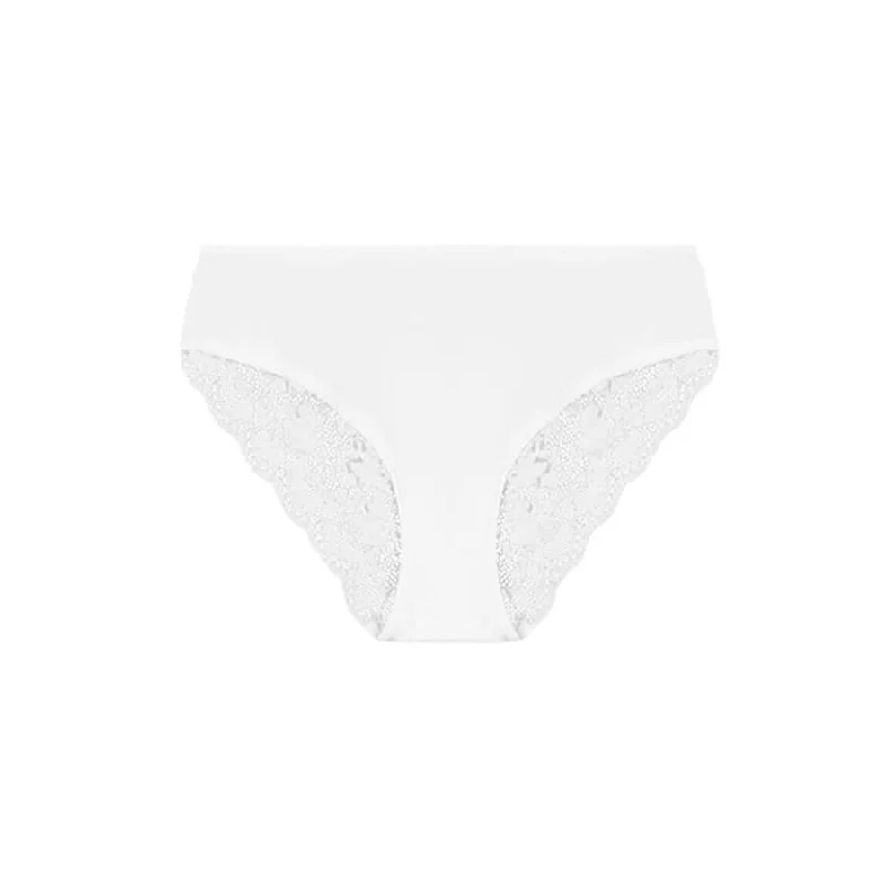 Women's panties with cotton lining for a breathable feel-Sweetpea Lace Bum Bikini Brief - Ice White Women's panties with cotton lining for a breathable feel-Sweetpea Lace Bum Bikini Brief - Ice White