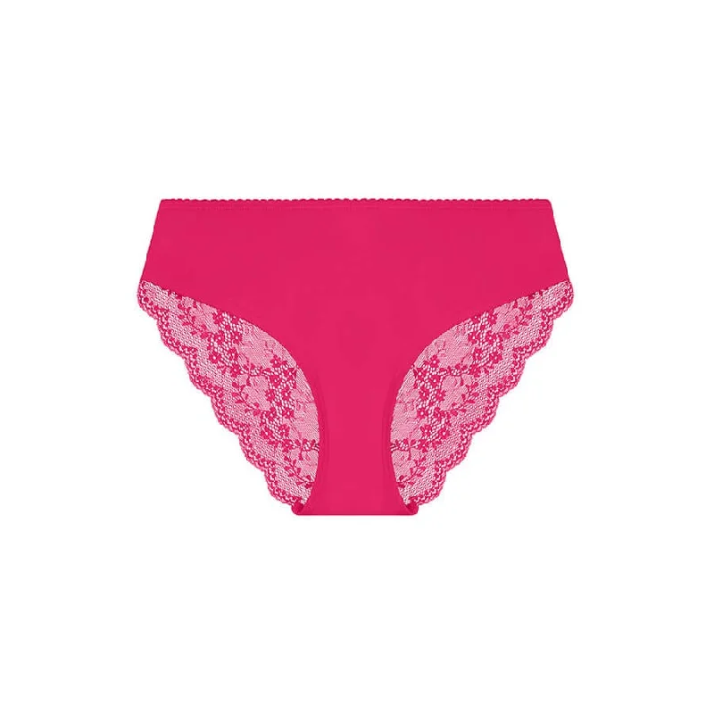 Women's panties with front lace detail-Sweetpea Lace Bum Bikini Brief - Sugar Pink