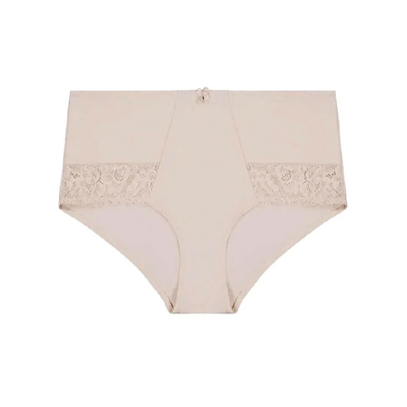 Women's panties with lace waistband for added style-Dahlia Lace Full Brief - Almond