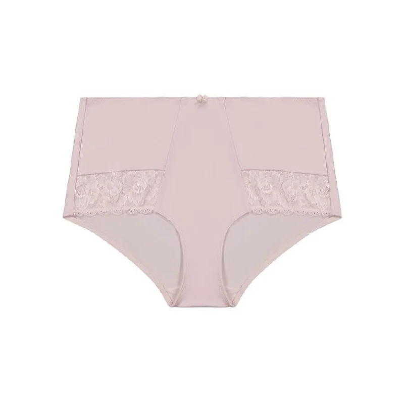 High-waisted panties for tummy control-Dahlia Lace Full Brief - Pink Smoke